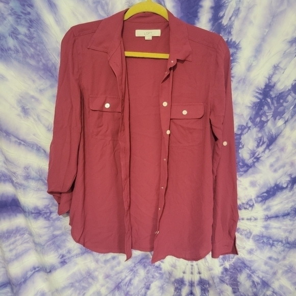 NWOT Women's Maroon Button Up Blouse Long Sleeve Size Small - Picture 2 of 11